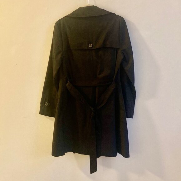 Karl Lagerfeld Paris Black Trench Coat Woman's Size S - Picture 6 of 12